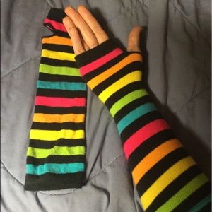 Rainbow arm warmers/fingerless gloves